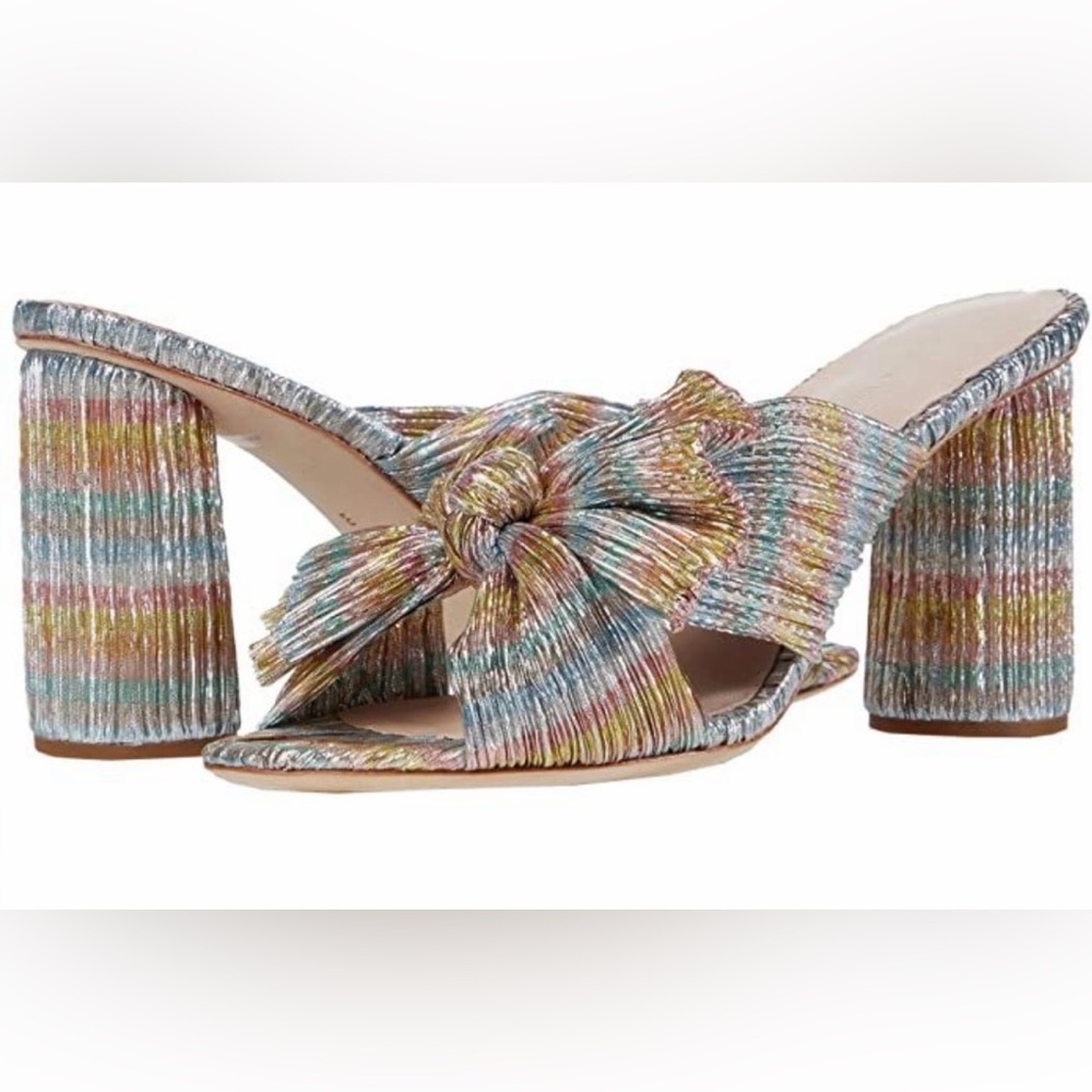 Loeffler Randall Penny Metallic Pastel Candy Stripe Block Heel Size 6